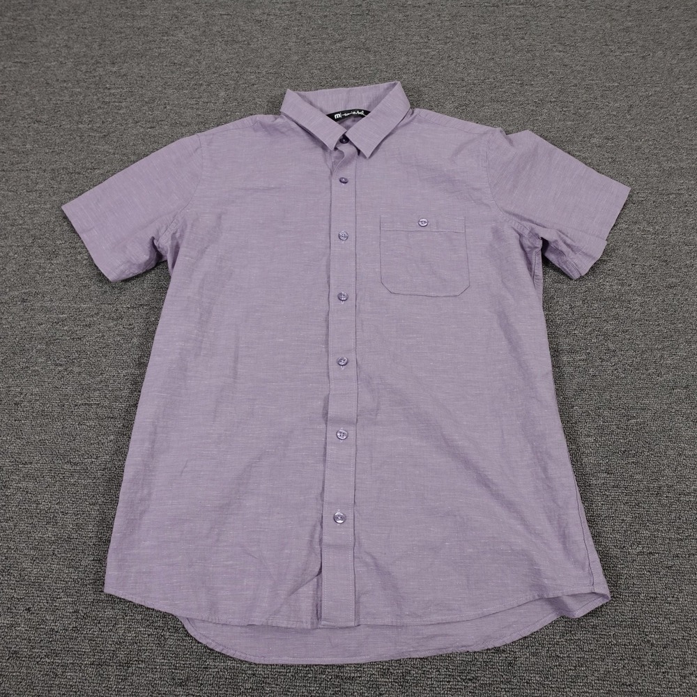 Travis Mathew Shirt Mens Medium Purple Solid Short Sleeve Button Up Golf Casual